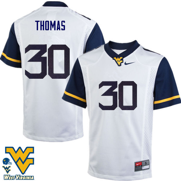 NCAA Men's J.T. Thomas West Virginia Mountaineers White #30 Nike Stitched Football College Authentic Jersey DG23P41HM